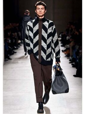 Hermes Black & Gray Chevron  Sweater
